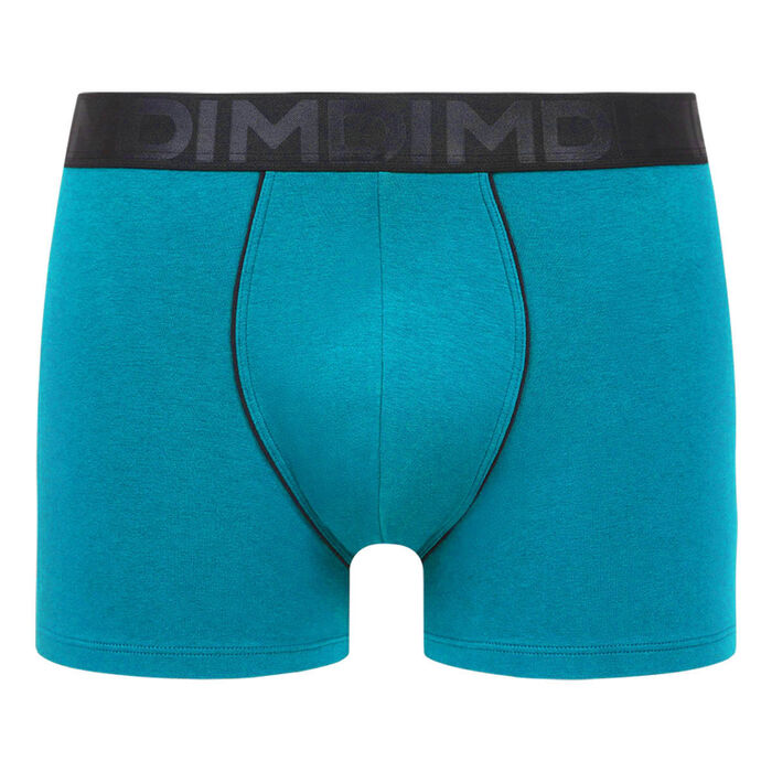 Men's Green Dim Classic modal cotton boxer shorts featuring a black waistband, , DIM